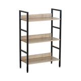 CARLA HOME 3 Tier Bookshelf - Wood Metal Display Shelf - Brown - Rustic - Steel - Living Room Office V178-36424