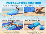 Waterproof Sand-Free Beach Mat, Foldable Outdoor Picnic Camping Blanket with Fixing Pegs, Carabiner V1237-ZY-917-036