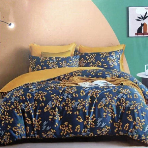 400TC Cotton Sateen Quilt Cover Set Xanthia King V442-ATX-QUILTCS-XANTHIA-NAVY-KI