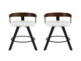 2x Artiss Bar Stools Swivel Kitchen Chairs Metal Legs Bentwood Counter White PU BA-TW-W0100-WHX2