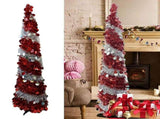 Retractable Xmas Tree Small Foldable PVC Holiday Decoration Supplies Red White 150x33cm V1294-YM0901-3115240111811