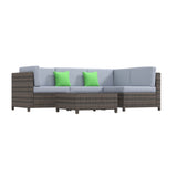 Milano Outdoor 5 PC Rattan Sofa Set Colour Oatmeal Seat & Black Coating ABM-10001720