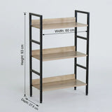 CARLA HOME 3 Tier Bookshelf - Wood Metal Display Shelf - Brown - Rustic - Steel - Living Room Office V178-36424
