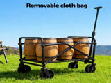 Gardeon Garden Cart Folding Trolley Camping Wagon Barrow Outdoor Beach Black XFEL-GCT-OX-BK
