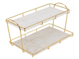 2 Tier Cosmetic Storage Shelf Large Capacity Waterproof Gold Metal Storage Shelf Rack for Bathroom V1294-YM0523-3112220030711