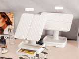 Elegant Tri-Fold Shell LED Vanity Mirror - Smart Makeup Gift with Storage & Illumination V888-ELOSUNG18334