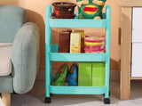 3 Tier Utility Rolling Cart, Metal Mobile Storage Shelf With Lockable Caster Wheels, V1369-AZ3-W-09517