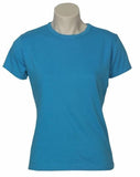 5x Womens 100% Cotton T-Shirt Plain Basic Tee Casual Top in Cyan Blue V563-BR-5WSHIRT-CYNBLU-10