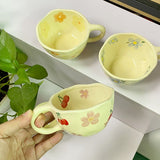 4 Pcs Ceramic Coffee Mug Creative Flower Mug 10.5oz Irregular Coffee Cups Ceramic Porcelain Flower V1370-AZ4-06310