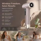 Portable Wireless Hair Dryer Pink, Negative Ion Damage Protection, Compact Travel Hair Care Gift V1221-XM-LB1822-GM66