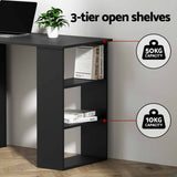 Artiss Desk & Chair Set 120cm Computer Desk with 3 Drawers & Open Shelves, Ergonomic Armless FURNI-DESK120-1142-BK
