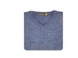 100% Shetland Ragg Wool V Neck Knit Jumper Pullover Mens Sweater Knitted - Sky - XL V563-SW-VN-SKY40-XL