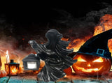 Resin Ghost with Lantern Resin Ghost Hell Messenger Statue Halloween Sculpture Garden Yard V1294-YM0716-10350917