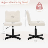 13.8-18.9' Adjustable Vanity Chair, 360&deg Swivel Upholstered Ottoman Stool for Makeup Room Living V1366-AZ2-W-18272
