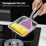 Pan Set with Spatula Brush and Utensils, Stainless Steel Japanese Omelette Pan, Nonstick Rectangle V1369-AZ3-W-08771