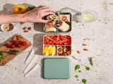 Monbento Flex - The 2 Compartment Lunch Box with Cutlery - Green Natural V398-MB-53010044
