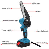 6" Cordless Electric Chainsaw in Blue - Portable Handheld Wood Cutter LSB-59148