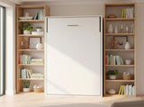 Single Wall Bed in White Space Saving Murphy Bed Kit with Silver Door Handle V63-953821