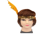 12x 1920s FLAPPER HEADBAND Headpiece Feather Sequin Charleston Gatsby Party BULK - Gold/Orange V563-BR-12FLAPPERHDBND-GLDORNG