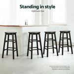 Artiss 4x Bar Stools Round Chairs Wooden Black BA-G-7033-BKX4