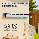 5 Line Retractable Clothesline 10m Heavy Duty Wall-Mounted Iron Clothes Dryer Outdoor Indoor Drying V985-RETRACTABLECLOTHESLINE