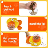 Duck Cat Treat Dispenser, Interactive Slow Feeder Puzzle Toy with Adjustable Openings for Dogs and V1366-AZ2-W-10744