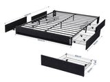 Artiss Queen Bed Frame with Storage Drawers RGB Lights Charging Station Upholstered Fabric BFRAME-H-ZENO-Q-BK-ABC