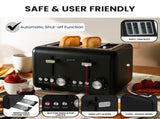 Pronti Silver Noir Collection 4 Slice Toaster and Kettle Bundle KTTS-C02-GST-BK