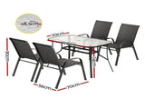 Gardeon 5PC Outdoor Dining Set Table and Chairs Patio Furniture Bistro Set Garden Black FF-DINING-120-5PCS-BK