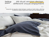Light yellow and light gray Washed Cotton Bedding Set - Solid Color Fitted Sheet Style, 4-Piece Set V888-ELOSUNG48727