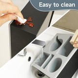Wooden Couch Cup Holder Tray with Soft Silicone & Rotatable Phone Holder for Storaging Drinks & V178-36125