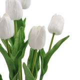 Flowering White Artificial Tulip Plant Arrangement With Ceramic Bowl 35cm V77-8870015