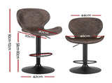 Artiss 2x Bar Stools Kitchen Swivel Gas Lift Counter Chair Wing PE Rattan Brown BA-K-1004-BRX2