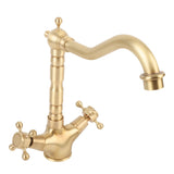 Basin Faucet Short Brass Double Handle Cold Hot Water Swivel Sink Faucet for Kitchen Bathroom V1294-YM0901-3112250016111