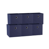 SORTI 33x33x27 CM Dark Blue 6-Pack Foldable Storage Cubes - Fabric Bookcase Organizers for Toys and V510-333733_DARK_BLUE_6X_V2