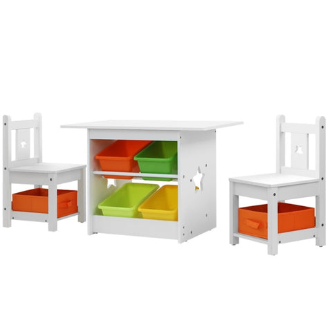 Keezi 3PCS Kids Table and Chairs Set Children Furniture Play Toys Storage Box KPF-B-OTTC-CFL