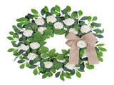Artificial Hydrangea Wreath for Front Door Greenery Spring Summer Wreath with Bow Decor for Wall V1294-YM0901-240320HL07-1