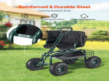 Rolling Garden Cart with Swivel Seat Wheels Extendable Handle Storage Box V952-KYDHYZYZXKSSSHX39001V0