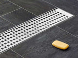 900mm Bathroom Shower Stainless Steel Grate Drain w/Centre outlet Floor Waste Square Pattern V63-832811