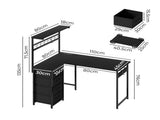Levede Computer Desk Convertible L-shaped Study Table DH1068-BK-AU