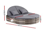 Gardeon Outdoor Day Bed Sun Lounge Setting Wicker Lounger Patio Furniture w/ Retractable Side Tray ODF-SUNBED-BS22-GE-AB