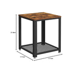 VASAGLE Side Table with Mesh Shelf Rustic Brown and Black V227-9101402102473