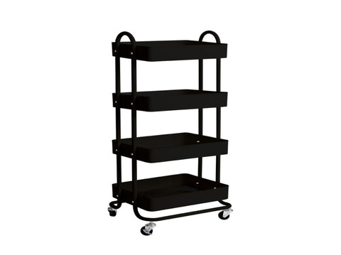 Levede 4 Tiers Kitchen Trolley Cart Black HO0576-4-BK_NZ