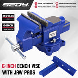 SEDY 6" Bench Vise Heavy Duty Workbench Clamp Anvil 360&deg Swivel Base Jaw Pads V465-86554