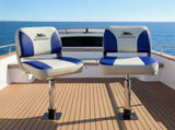 Seamanship 2X Folding Boat Seats with 2X Adjustable Pedestals 5575cm Marine Swivel Low Back 13cm BS-86202-WB-40-5575X2