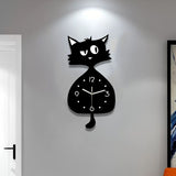 Black Gray Cat Wall Clock Unique Home Decor Silent Wall Clock Cat Decor Australia Modern V1347-115-GRA-17543