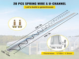 Spring Wire and Lock Channel,2 m Lock & U-Channel Bundle for Greenhouse, 20 Packs PE Coated V952-YMCKCTZLHJ2202VQ5V0
