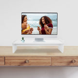 Ergonomic Wooden Computer Screen Riser - White, Home Office Essential V1192-AZ-W-24913
