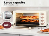 Devanti 60L Convection Oven Electric Fryer Ovens 2000W Cream ECO-B-NHP-60L-CR