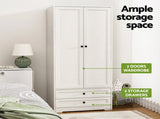 Artiss Wardrobe Clothes Closet Storage Organizer with 2 Doors White FURNI-L-WR02-2D-WH-AB
